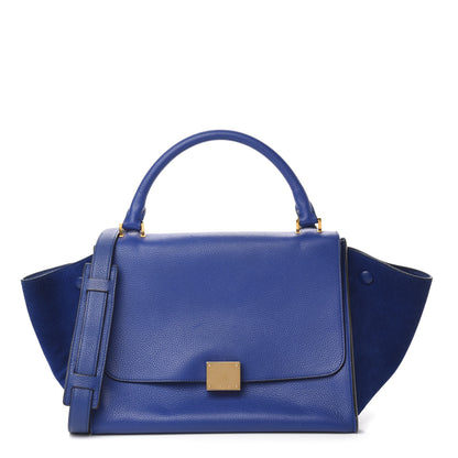 Celine Drummed Calfskin Suede Small Trapeze Indigo 1 of 12