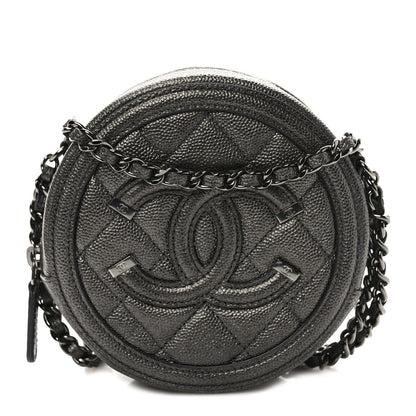 Chanel Metallic Caviar Quilted Round Filigree Crossbody Ruthenium 1 of 10