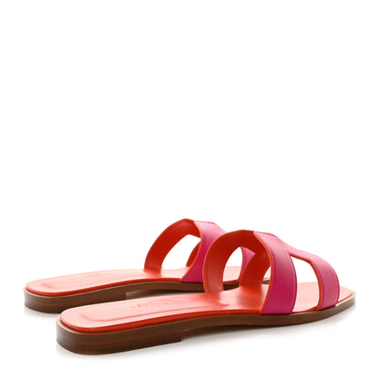 Hermes Box Calfskin Oran Sandals 40.5 Rose Flash Orange H 4 of 9