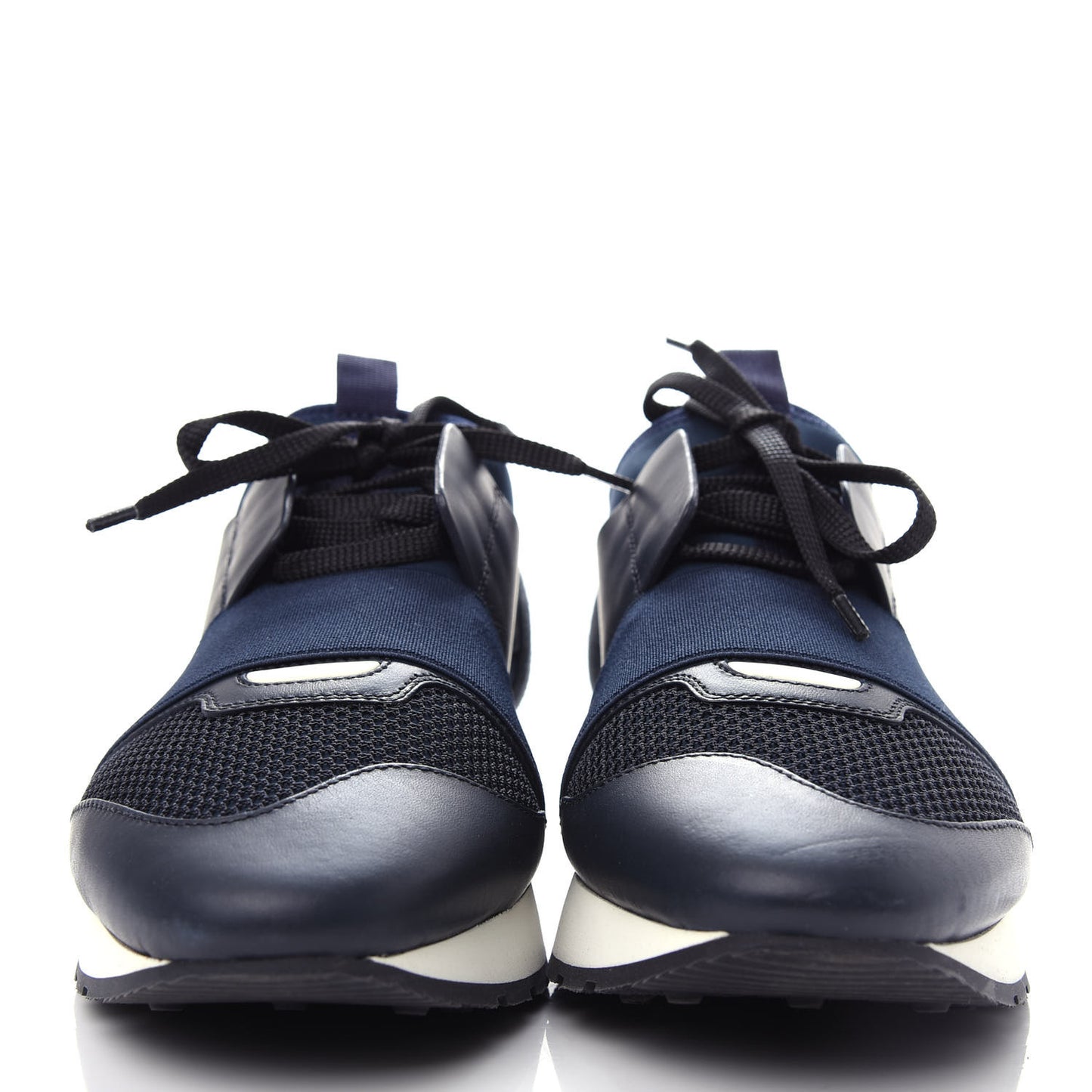 Mesh Calfskin Neoprene Suede Womens Race Runner Sneakers 40 Bleu Nuit
