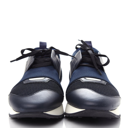 Balenciaga Mesh Calfskin Neoprene Suede Womens Race Runner Sneakers 40 Bleu Nuit 2 of 11