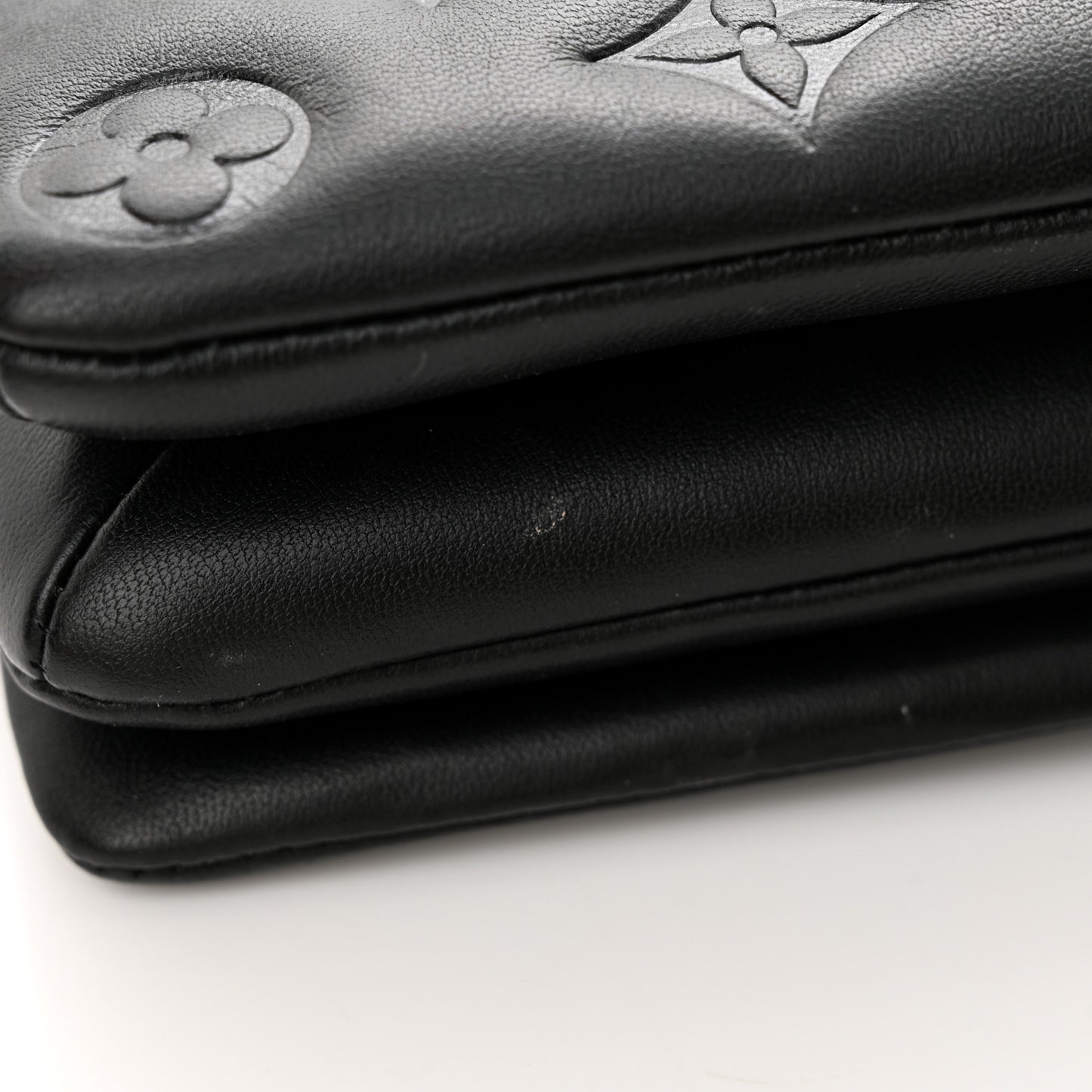 Lambskin Embossed Monogram Pochette Coussin Black
