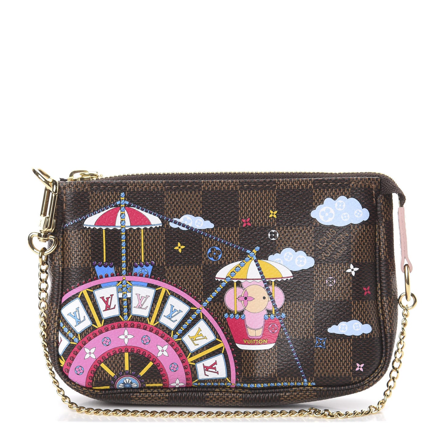Damier Ebene 2020 Christmas Animation Big Wheel Mini Pochette Accessories Rose Ballerine