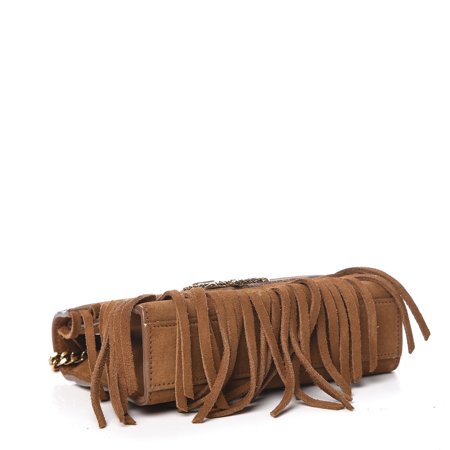 Suede Fringe Baby Monogram Satchel Light Ocre