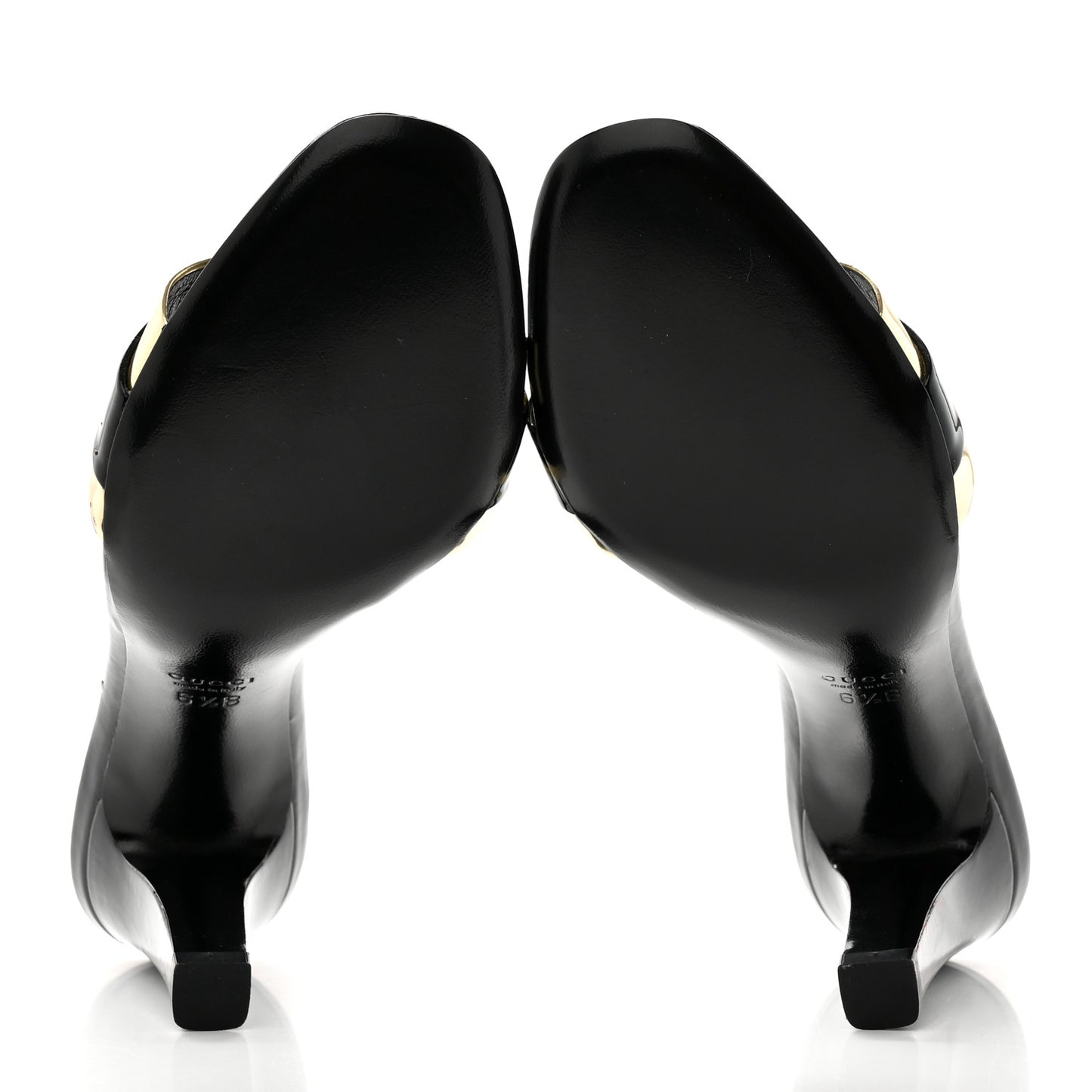 Metallic Calfskin Horsebit Sandal Pumps 6.5 Black Gold