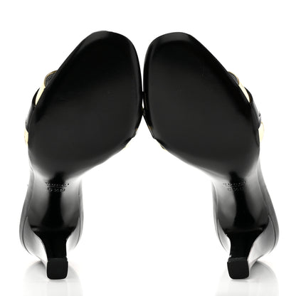 Gucci Metallic Calfskin Horsebit Sandal Pumps 6.5 Black Gold 5 of 8