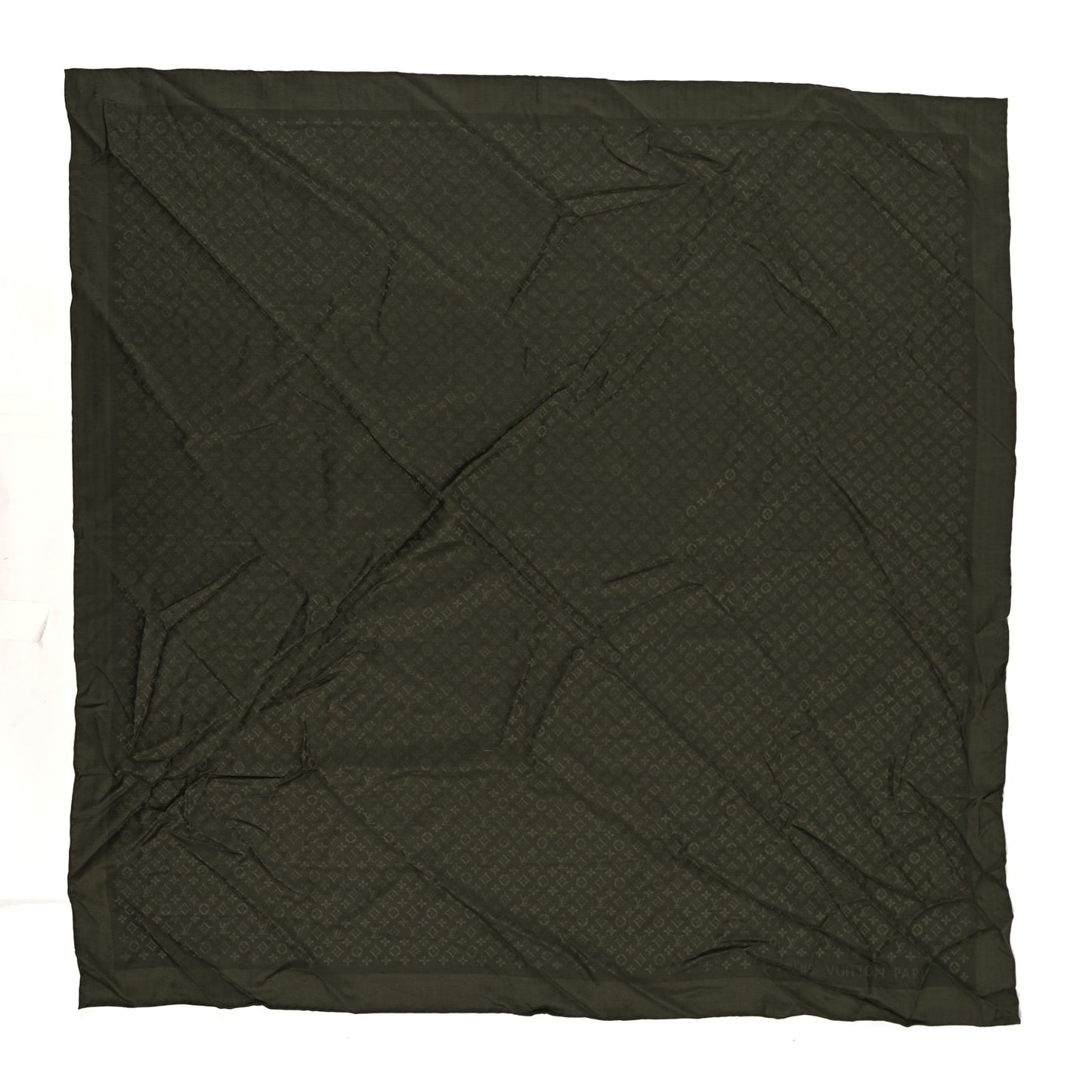 Wool Silk Monogram Evermore Shawl Kaki