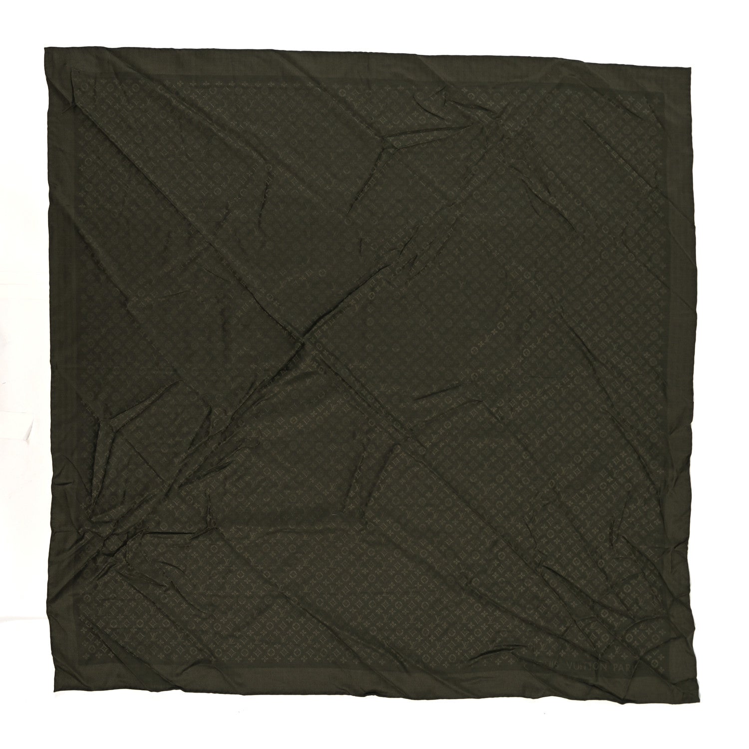 Louis Vuitton Wool Silk Monogram Evermore Shawl Kaki 1 of 3