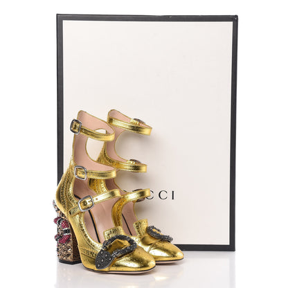 Gucci Nappa Kingsnake Queercore Mid Calf Loafer Pumps 35 Oro Vecchio 9 of 9
