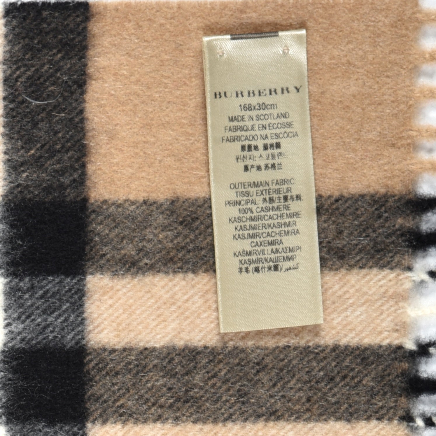 Burberry Cashmere Giant Check Fringe Scarf Archive Beige 3 of 4