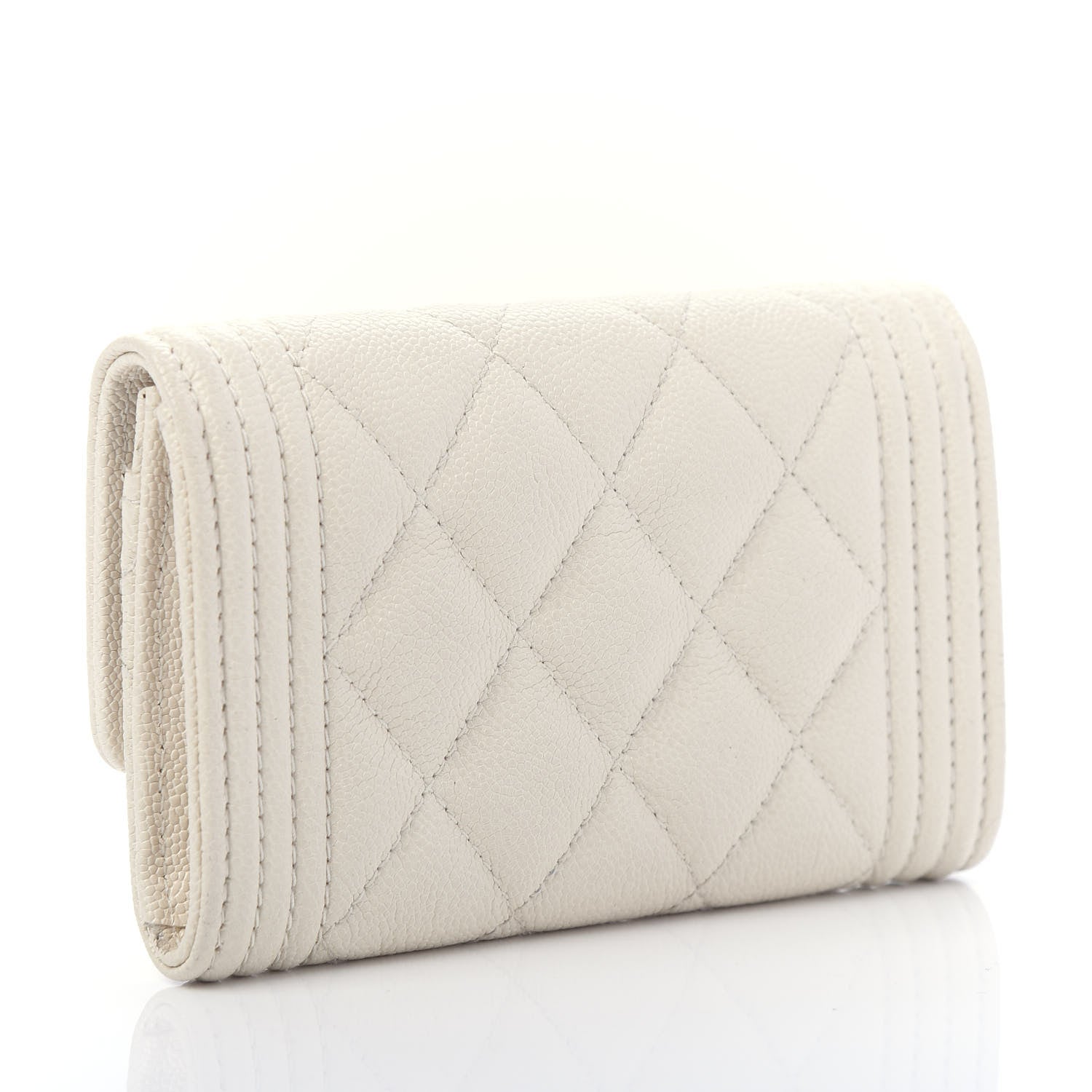 Chanel Caviar Quilted Boy Flap Card Holder White 3 of 11