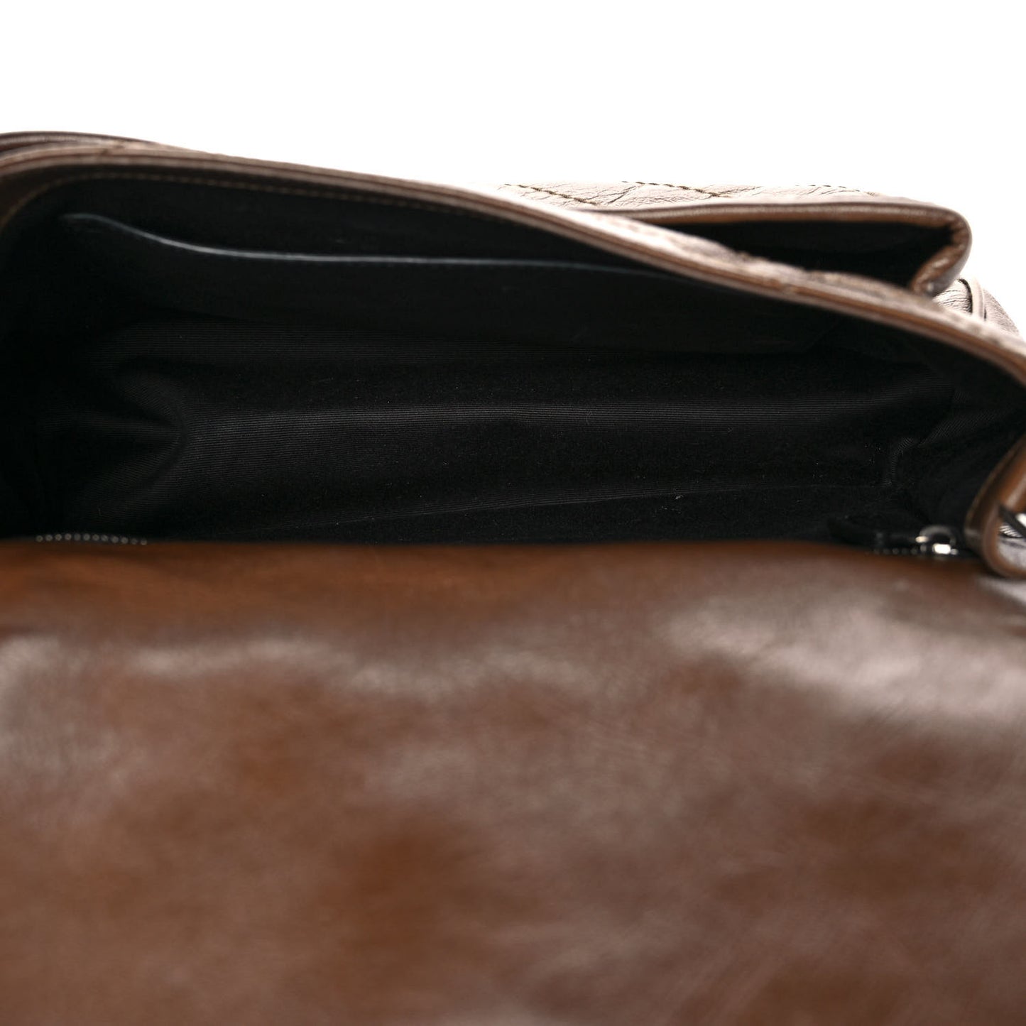 Crinkled Calfskin Matelasse Monogram Medium Niki Chain Satchel Tan Brown