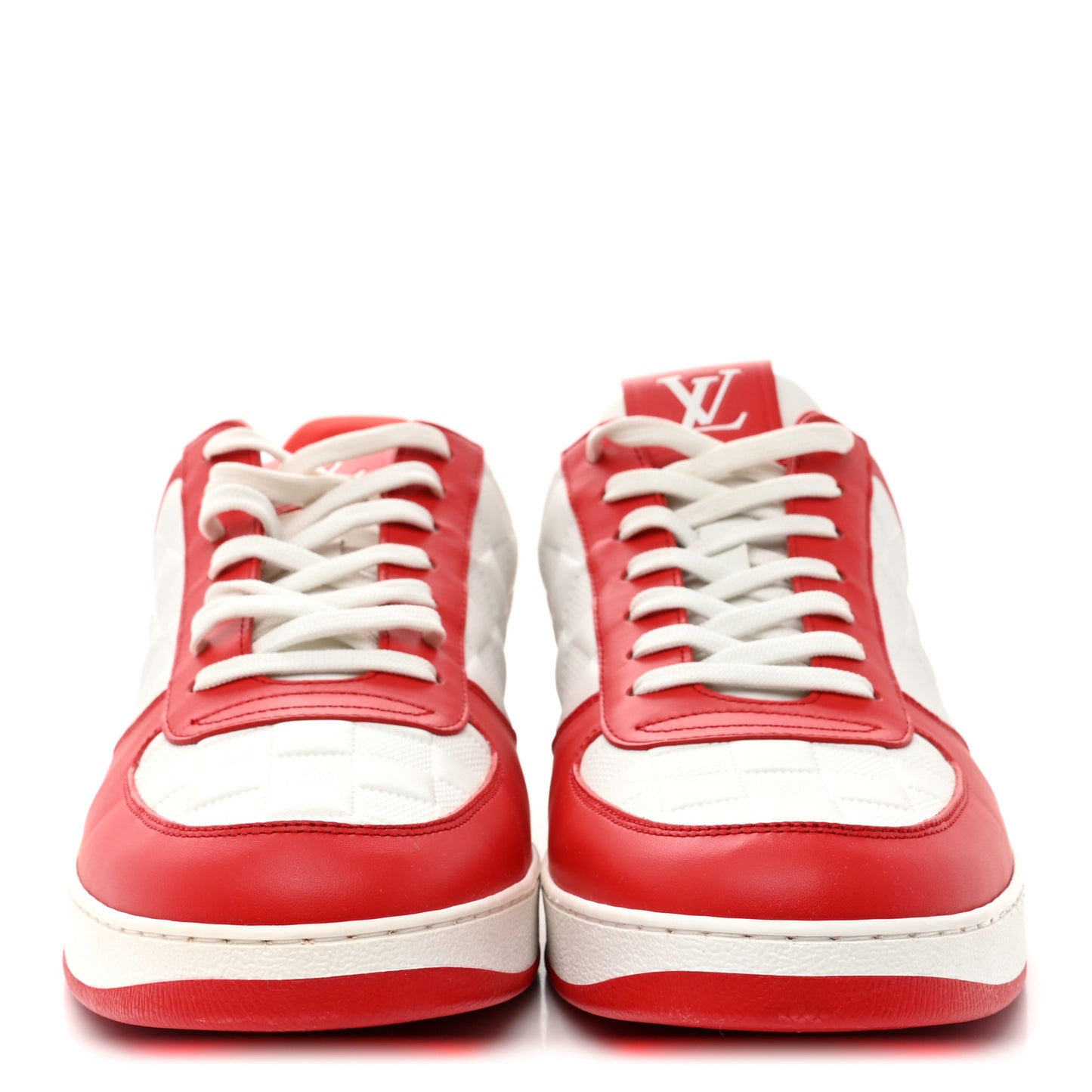 Calfskin Maxi Damier Mens Rivoli Sneakers 10 Red White