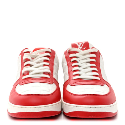 Louis Vuitton Calfskin Maxi Damier Mens Rivoli Sneakers 10 Red White 3 of 9
