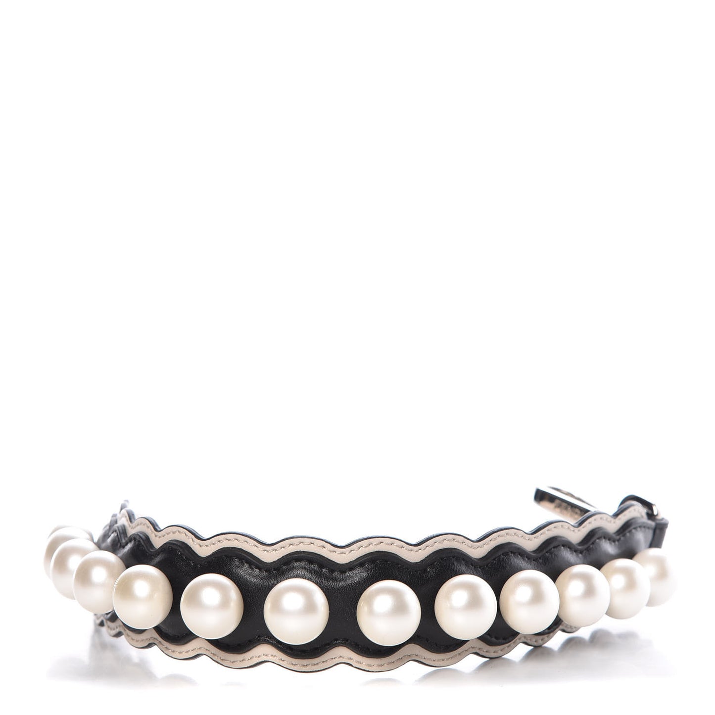 Calfskin Pearl Embellished Mini Strap You Black Camelia