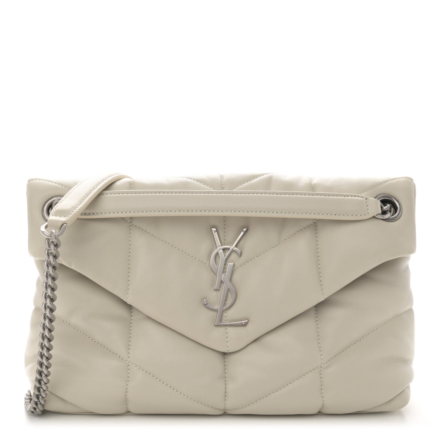 Lambskin Quilted Toy Loulou Puffer Monogram Chain Satchel Crema Soft