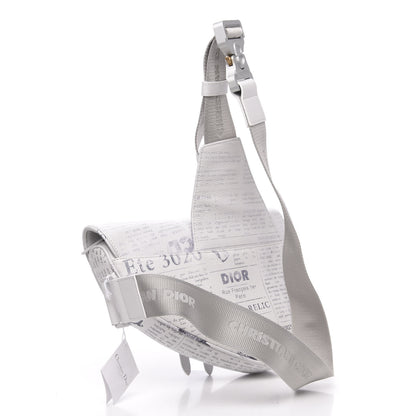 Christian Dior X DANIEL ARSHAM Grained Calfskin Newspaper Print Saddle Bag White 2 of 8