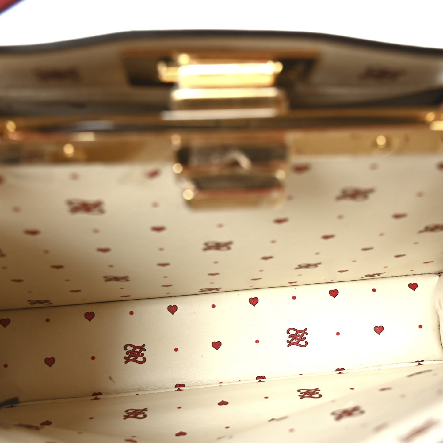 Vitello Seta Shiny Nappa Chinese Valentines Day Karligraphy Small Peekaboo I SEE U Satchel Panna Rosso Cardinale