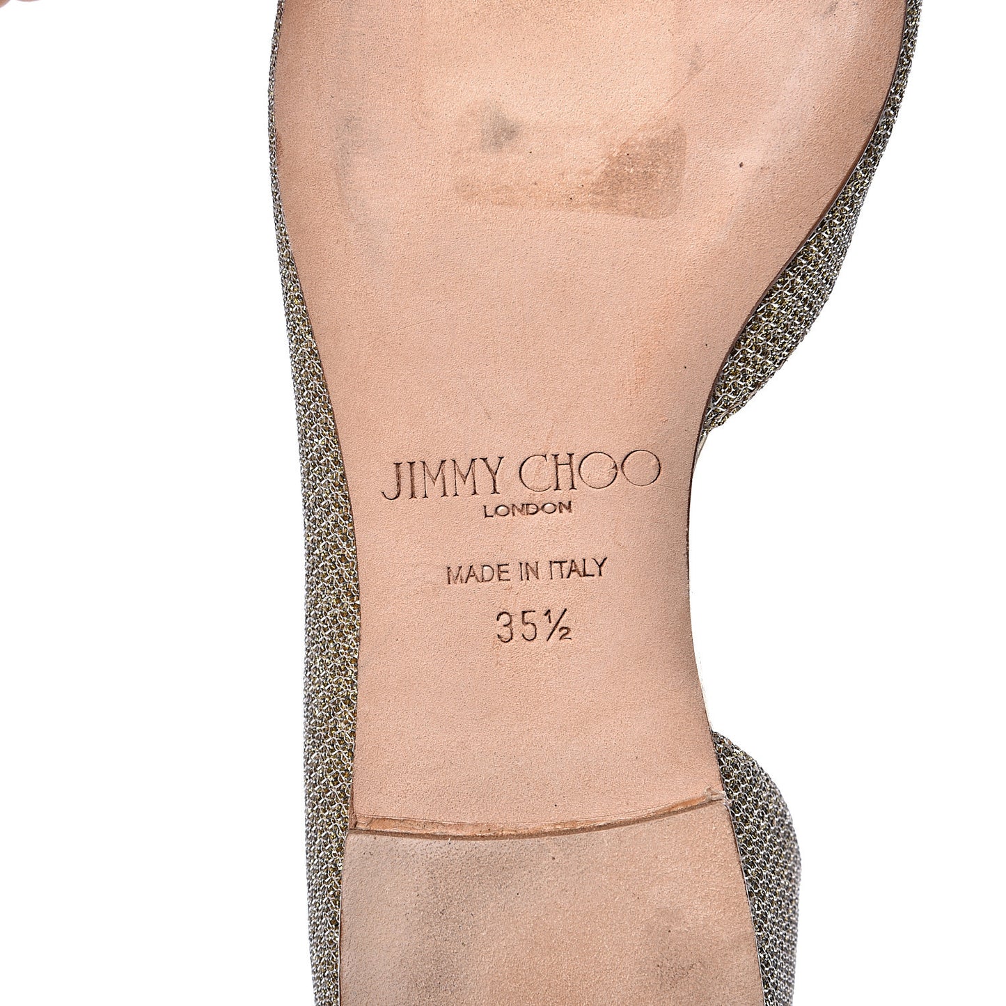 Glitter Pointy Toe Lucy Ballerina Flat Ankle Strap 35.5 Gold