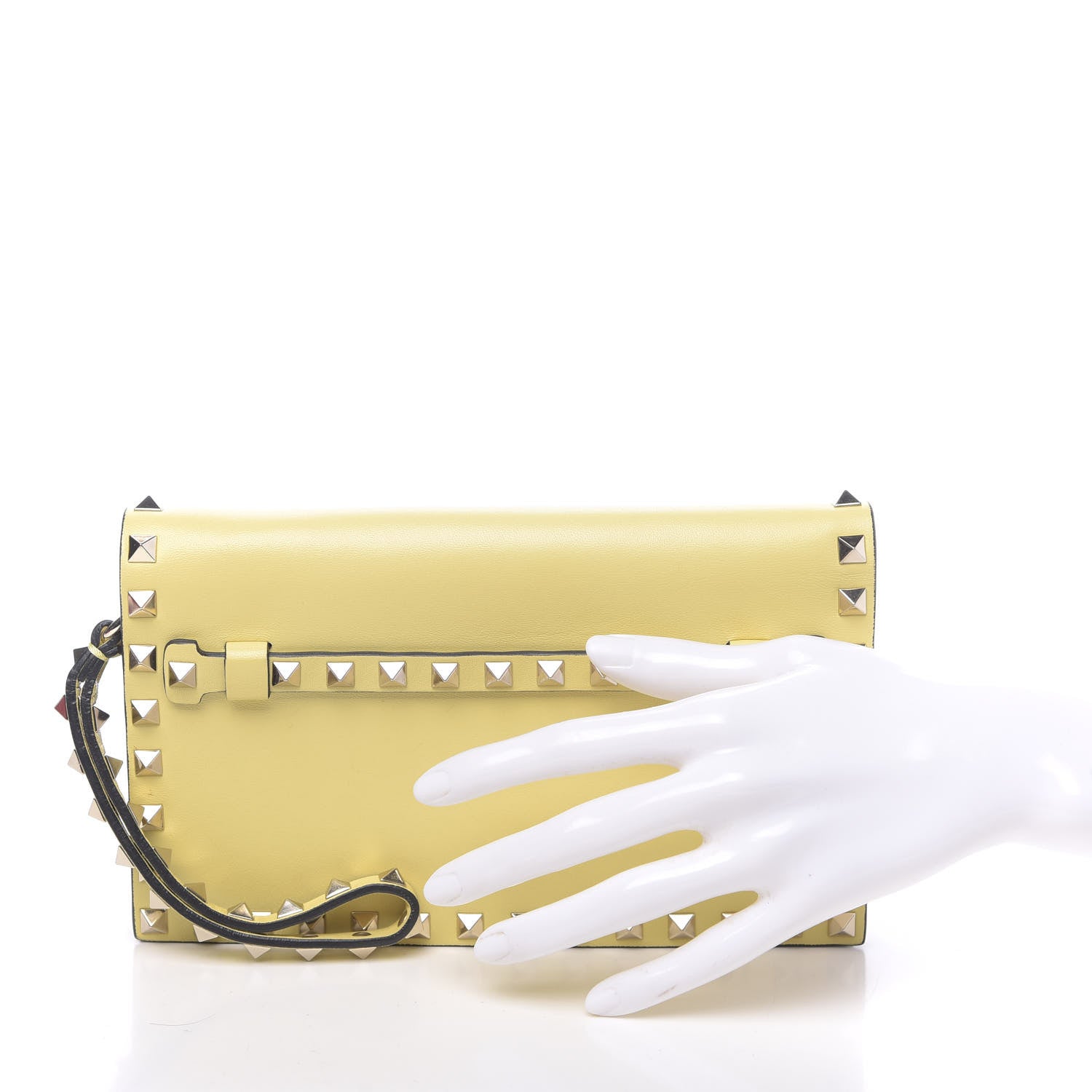 Valentino Garavani Nappa Small Rockstud Wristlet Clutch Light Yellow 2 of 12