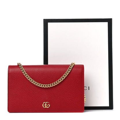 Gucci Dollar Calfskin Mini GG Marmont Chain Wallet Hibiscus Red 15 of 15