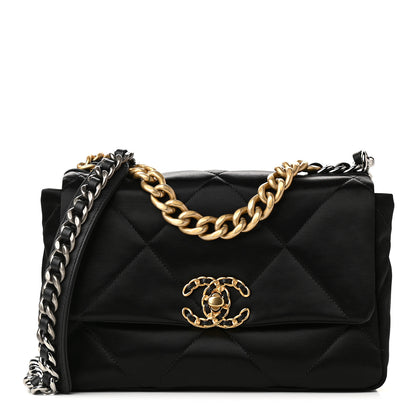 Chanel Satin Quilted Medium Chanel 19 Flap Black 1 of 9