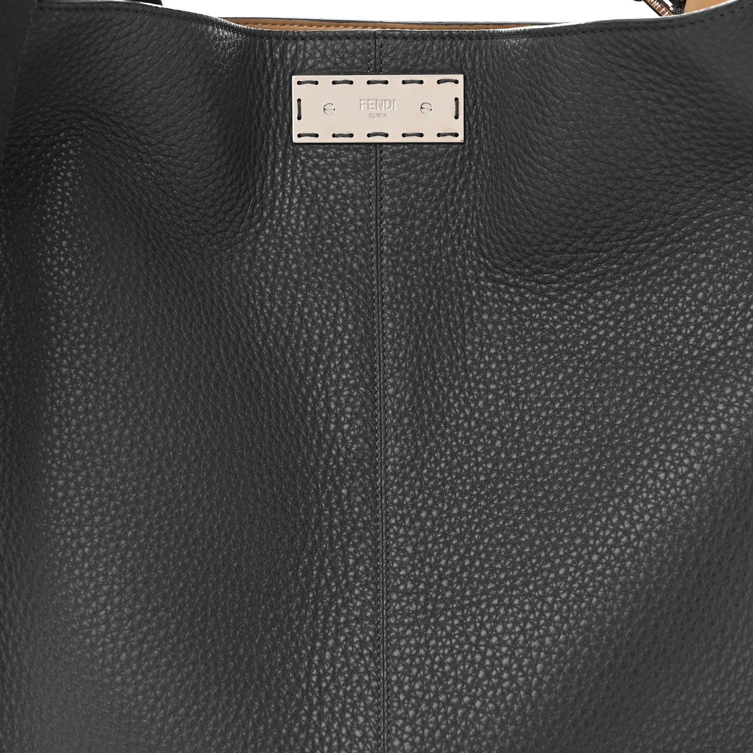 Fendi Cuoio Romano Glazed Fabric FF 1974 Peekaboo X-Lite Fit Asfalto Mou Black 8 of 11