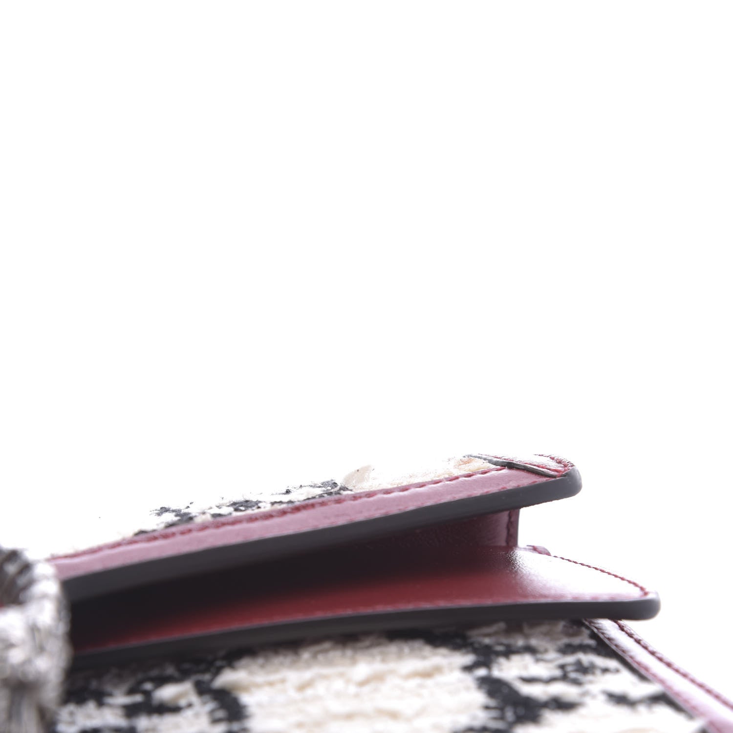 Gucci Tweed GG Monogram Small Dionysus Shoulder Bag White Black Romantic Cherry 9 of 14