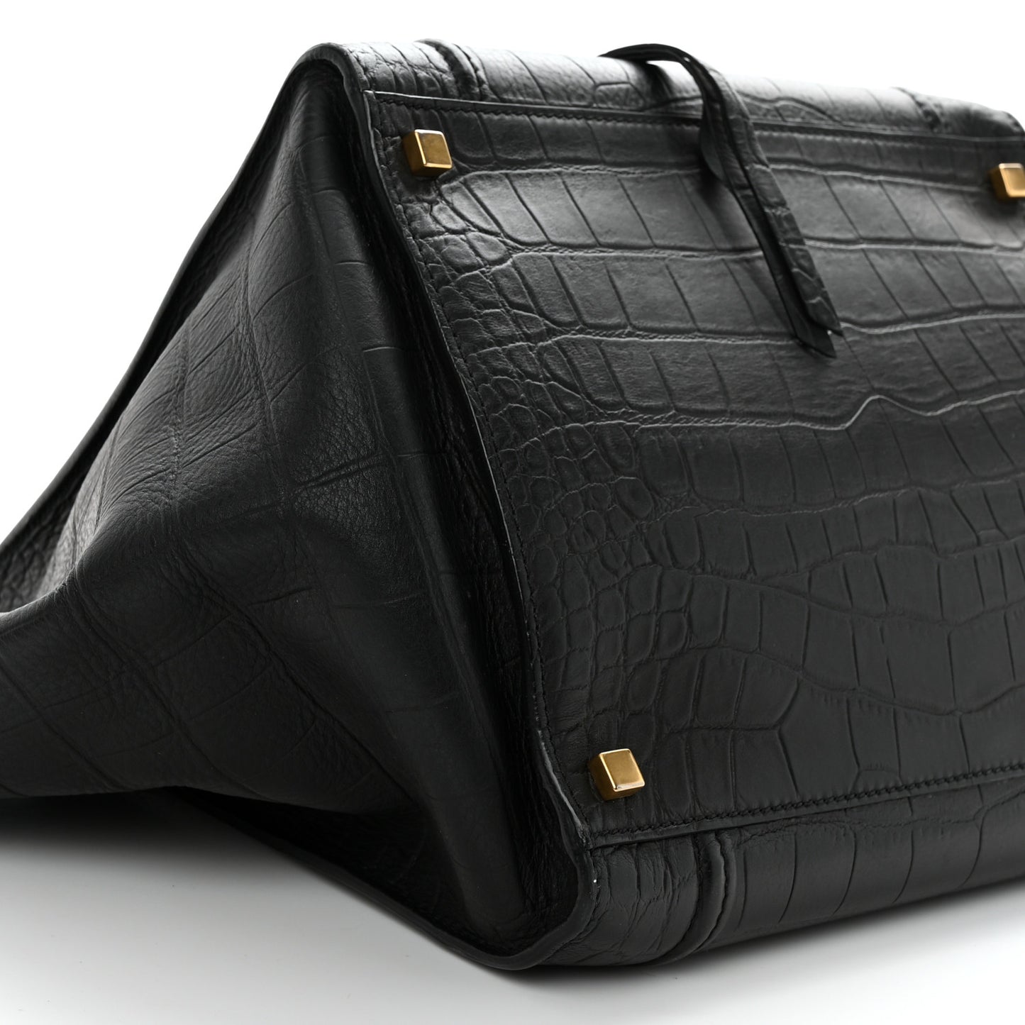 Calfskin Crocodile Embossed Medium Phantom Luggage Black