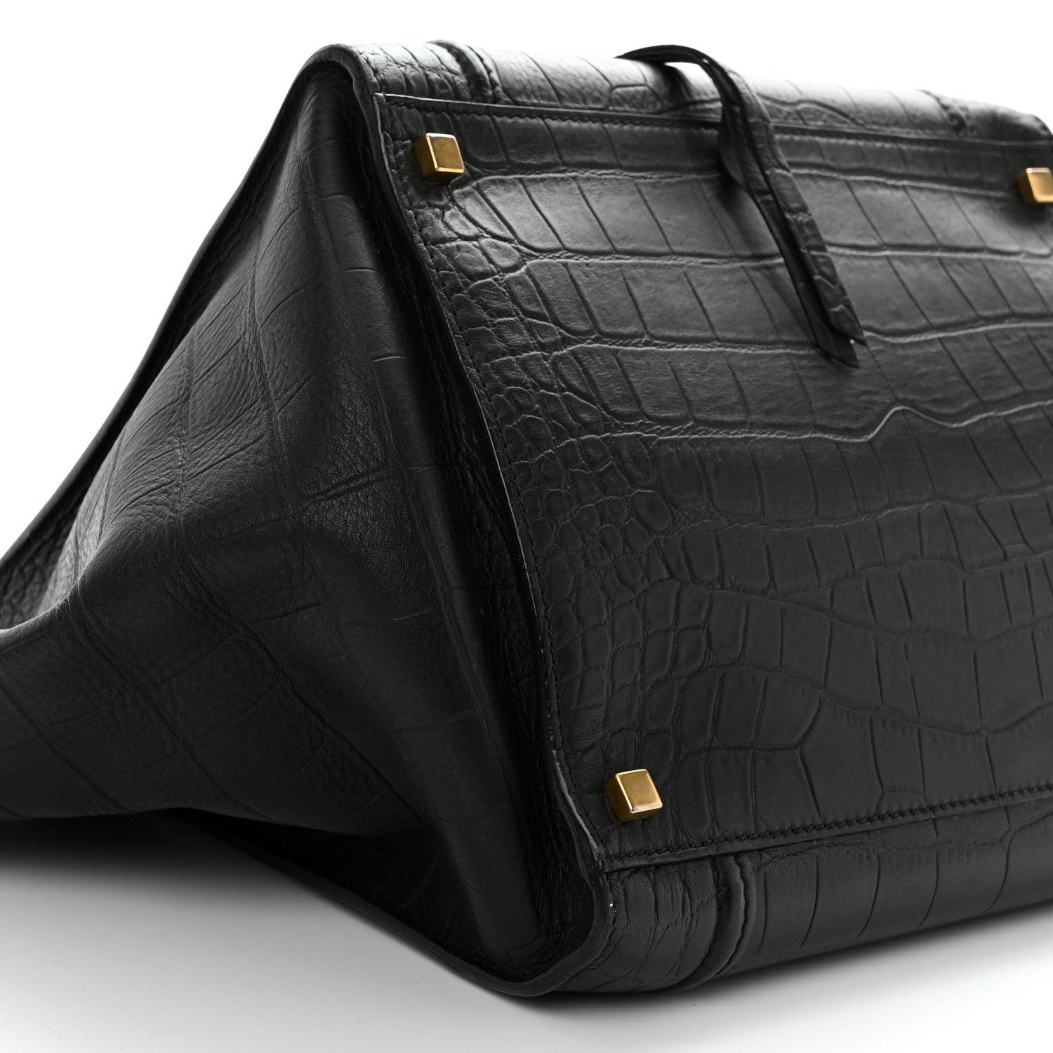 Celine Calfskin Crocodile Embossed Medium Phantom Luggage Black 9 of 14