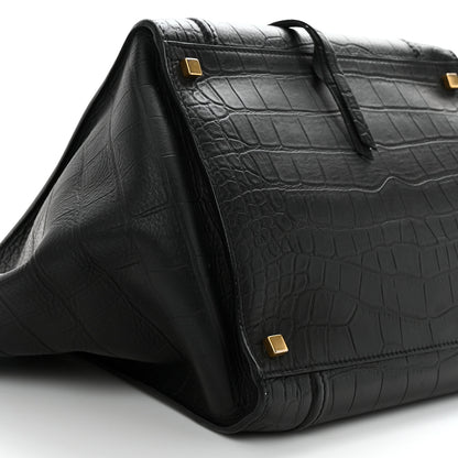 Celine Calfskin Crocodile Embossed Medium Phantom Luggage Black 9 of 14