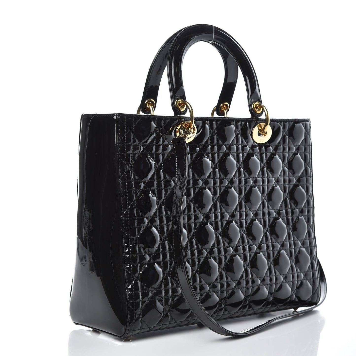 Patent Cannage Large Lady Dior Black