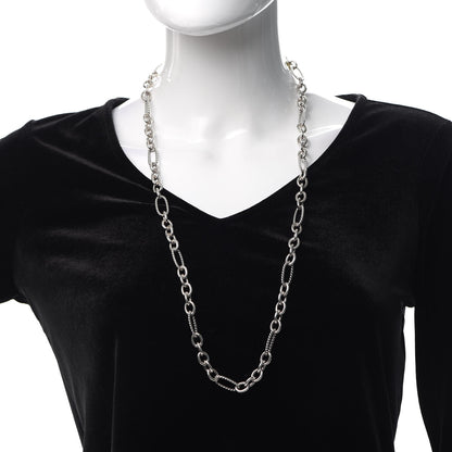 David Yurman Sterling Silver 18K Yellow Gold Figaro Chain Link Necklace 2 of 5