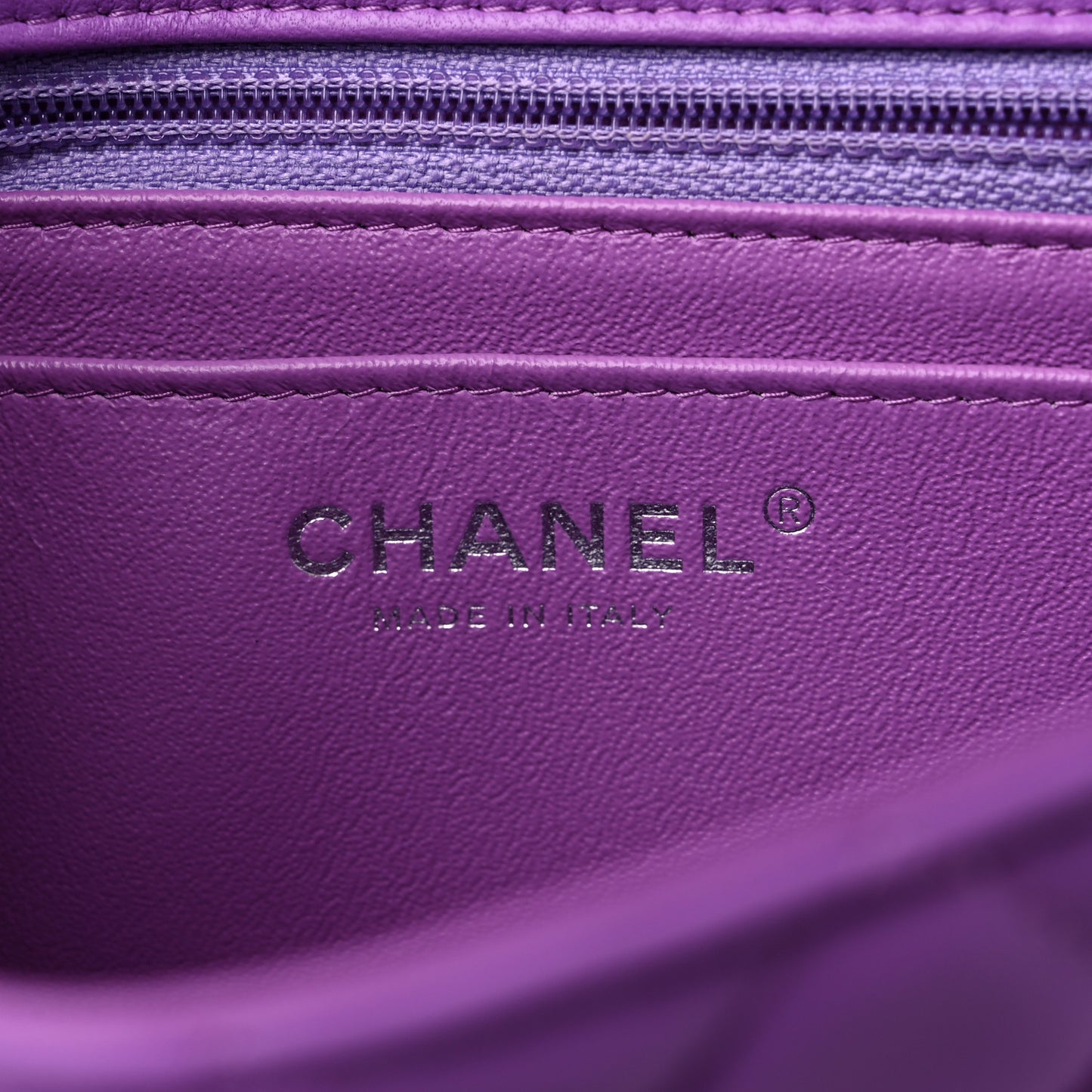 Lambskin Quilted Mini Rectangular Flap Purple