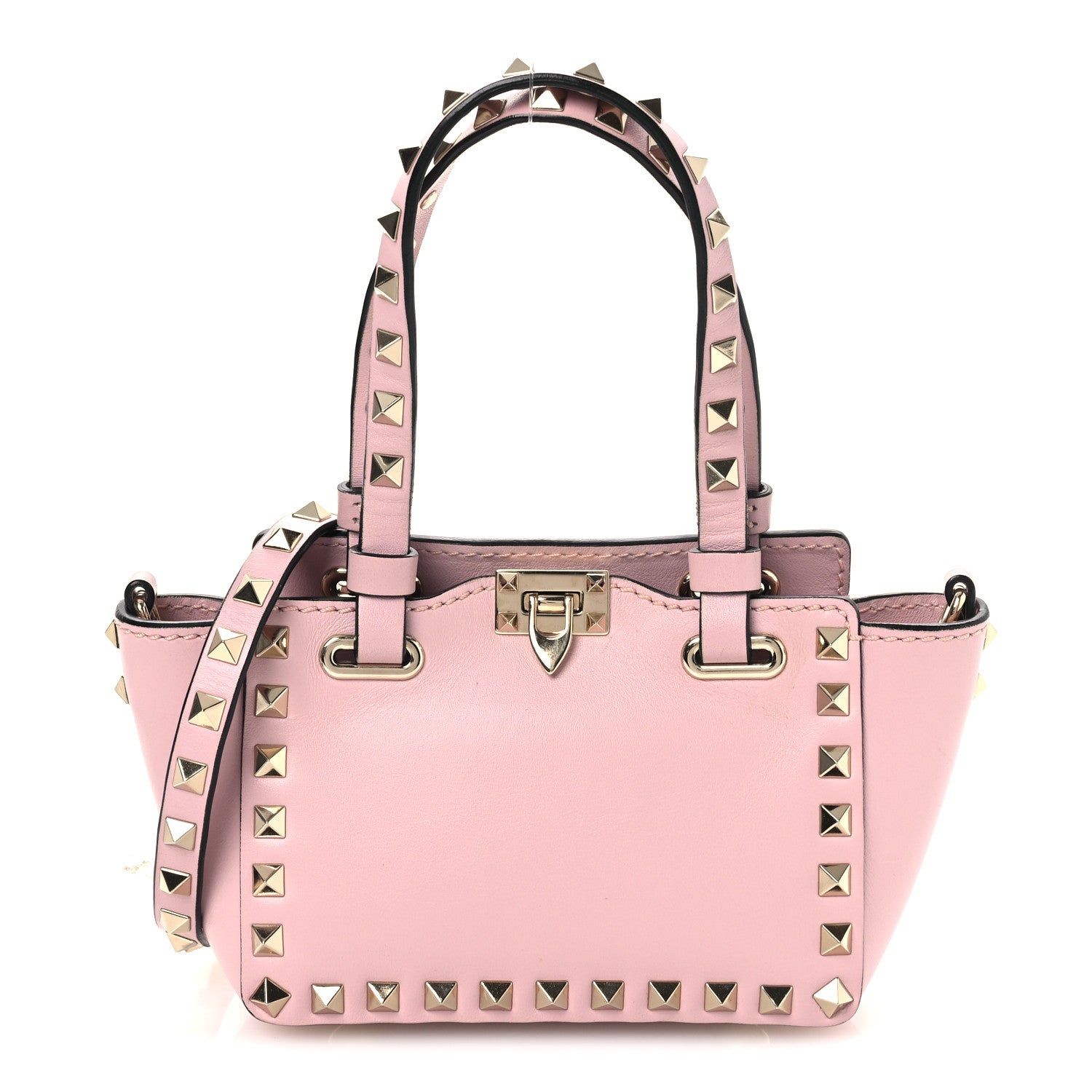 Valentino Garavani Vitello Mini Rockstud Tote Water Rose 1 of 12