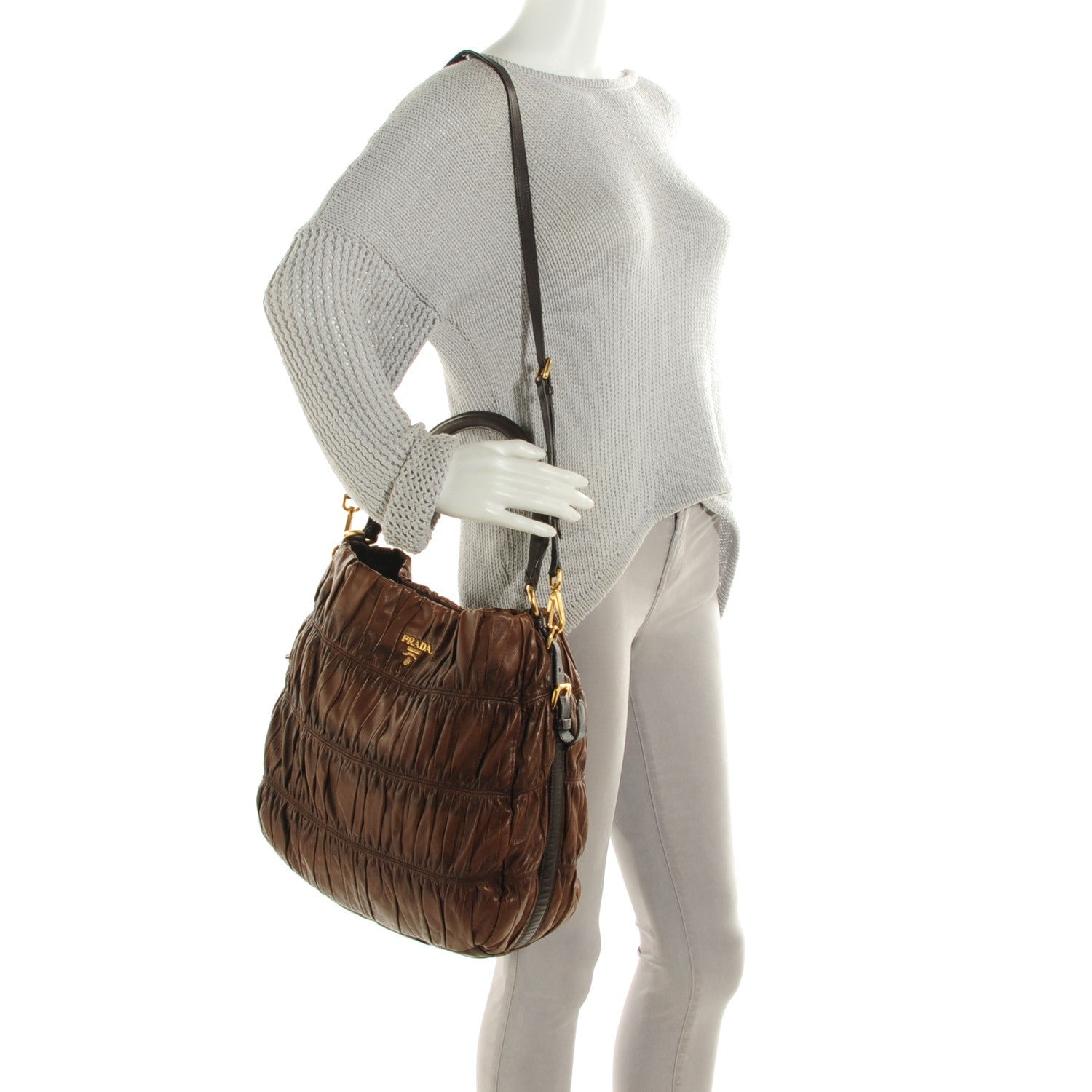 Prada Nappa Gaufre Hobo Noce 2 of 8