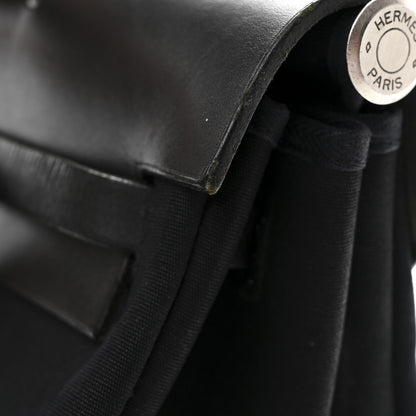 Hermes Military Toile Vache Hunter Herbag Messenger 39 Black 12 of 15