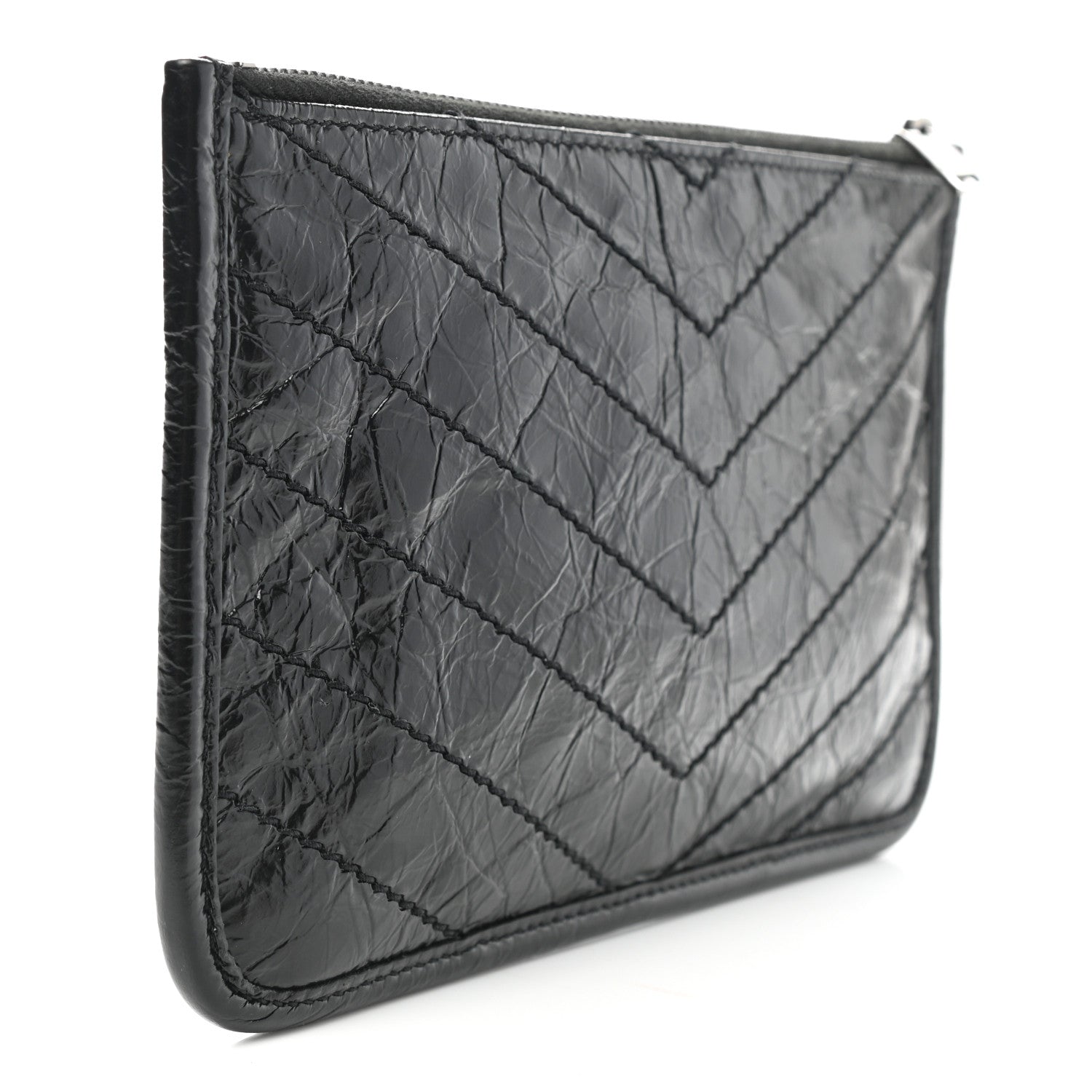 Saint Laurent Crinkled Calfskin Matelasse Monogram Niki Bill Pouch Black 3 of 7