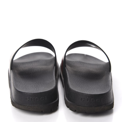 Gucci Rubber Web Mens Lug Sole Slide Sandals 7 Black Green Red 6 of 8