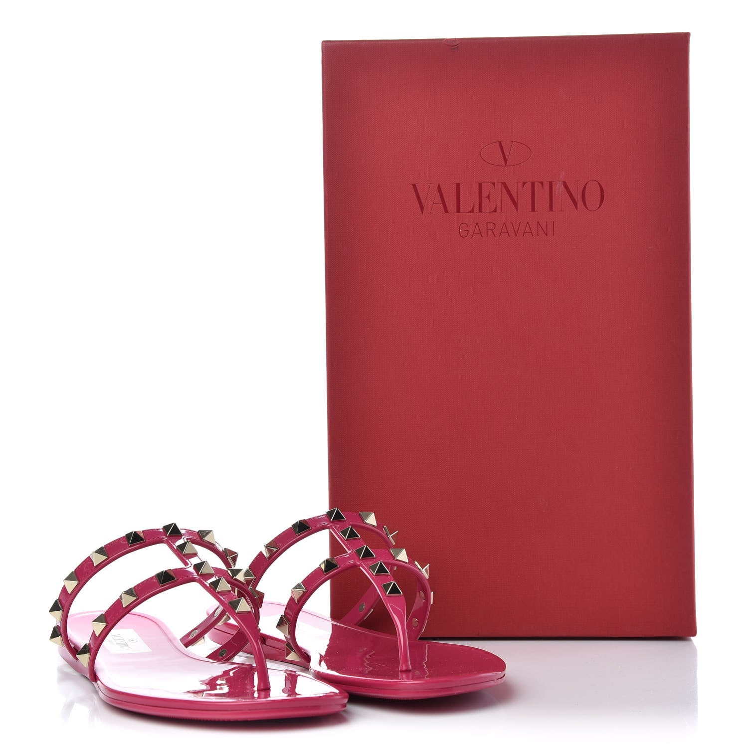 Valentino Garavani PVC Jelly Rockstud Caged Flat Thong Sandals 36 Blossom 10 of 10