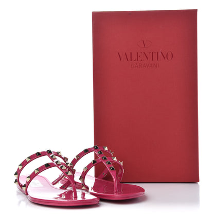 Valentino Garavani PVC Jelly Rockstud Caged Flat Thong Sandals 36 Blossom 10 of 10