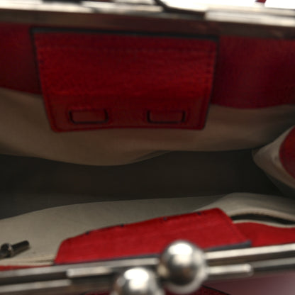 Burberry Goatskin Kiss Lock Frame Shoulder Bag Red 5 of 12