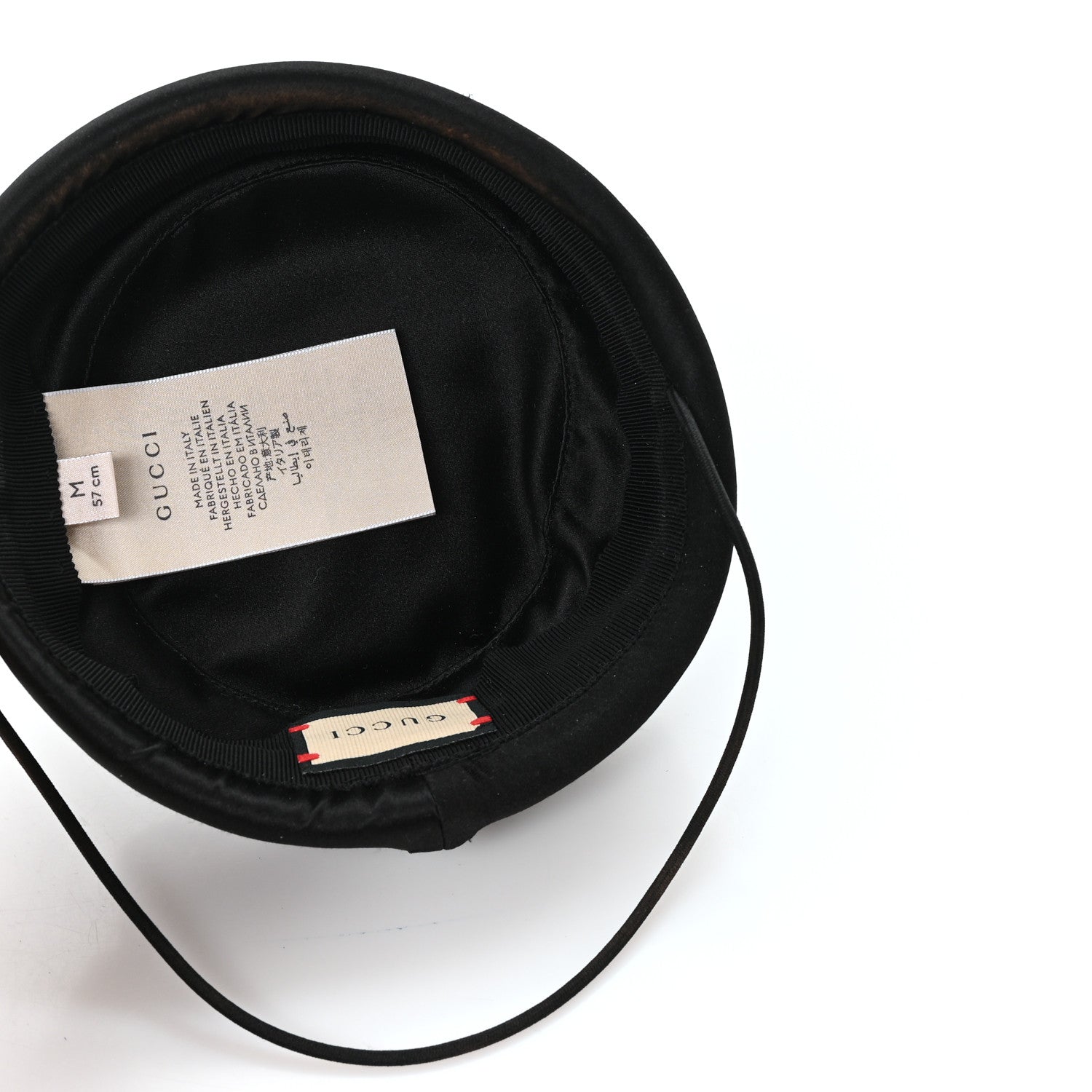 Gucci Satin Pillbox Hat M 57 Black 7 of 9