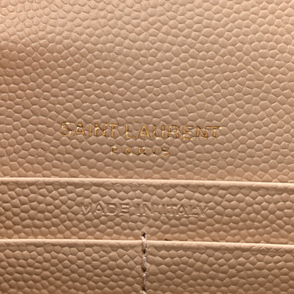 Saint Laurent Grain De Poudre Matelasse Chevron Monogram Envelope Chain Wallet Nude Powder 6 of 12