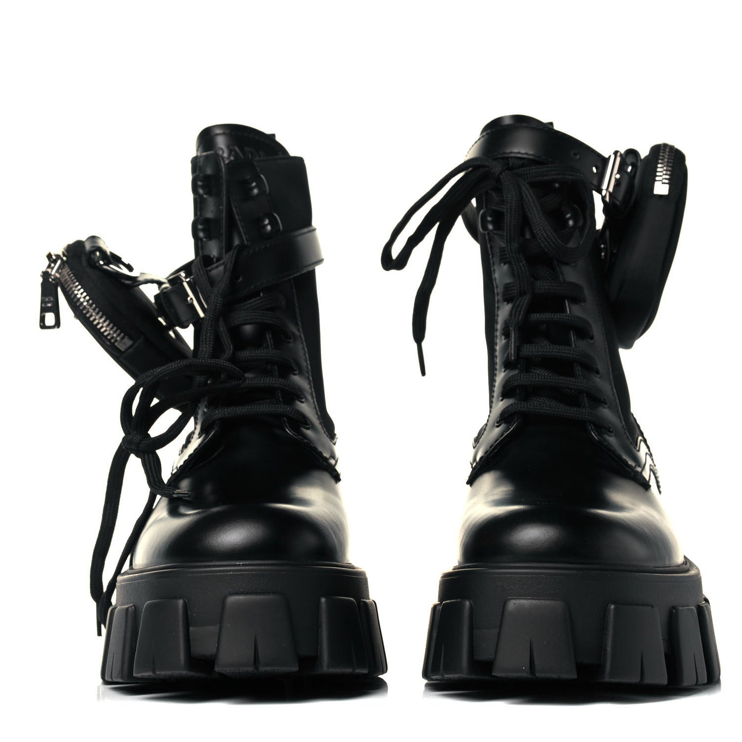 Spazzolato Rois Nylon Metal Triangle Logo Monolith Pouch Pocket 55mm Boots 38.5 Black
