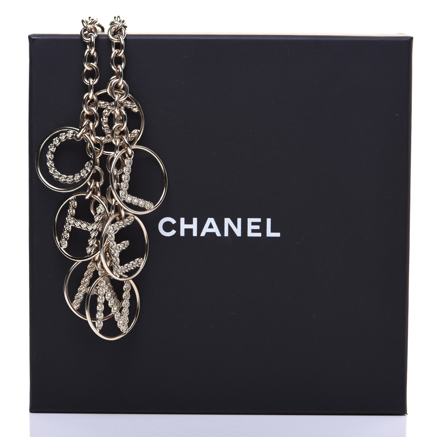 Chanel Metal Strass Crystal Logo Necklace Gold 7 of 7