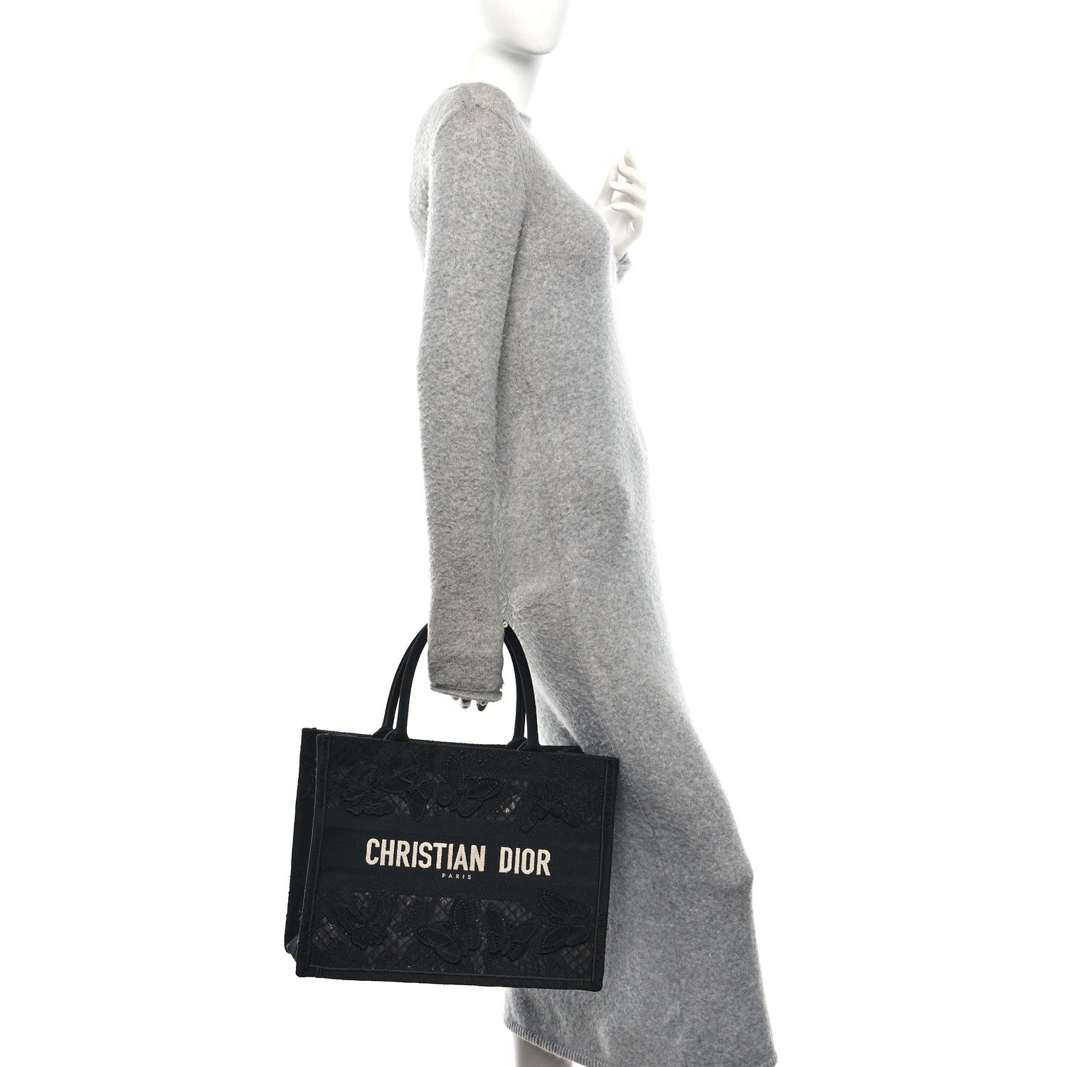 Christian Dior Embroidered 3D Macrame D-Lace Butterfly Medium Book Tote Black Multicolor 2 of 10
