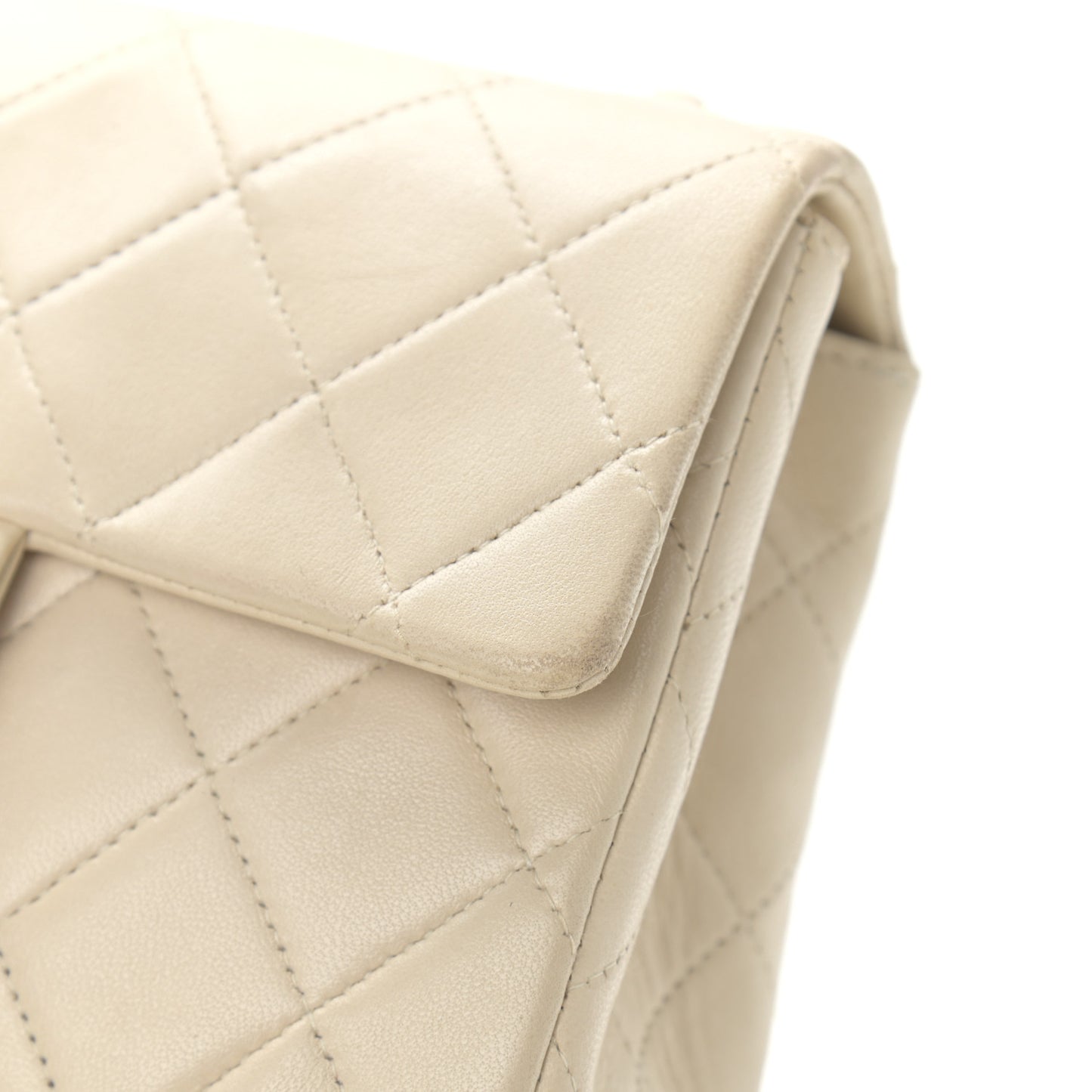Lambskin Quilted Mini Square Flap Beige