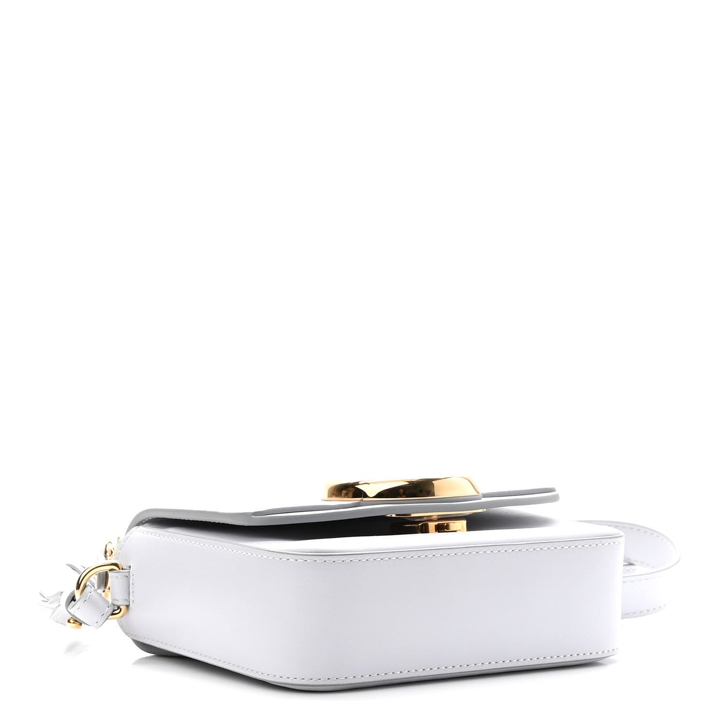 Shiny Calfskin Suede Mini C Double Carry Brilliant White