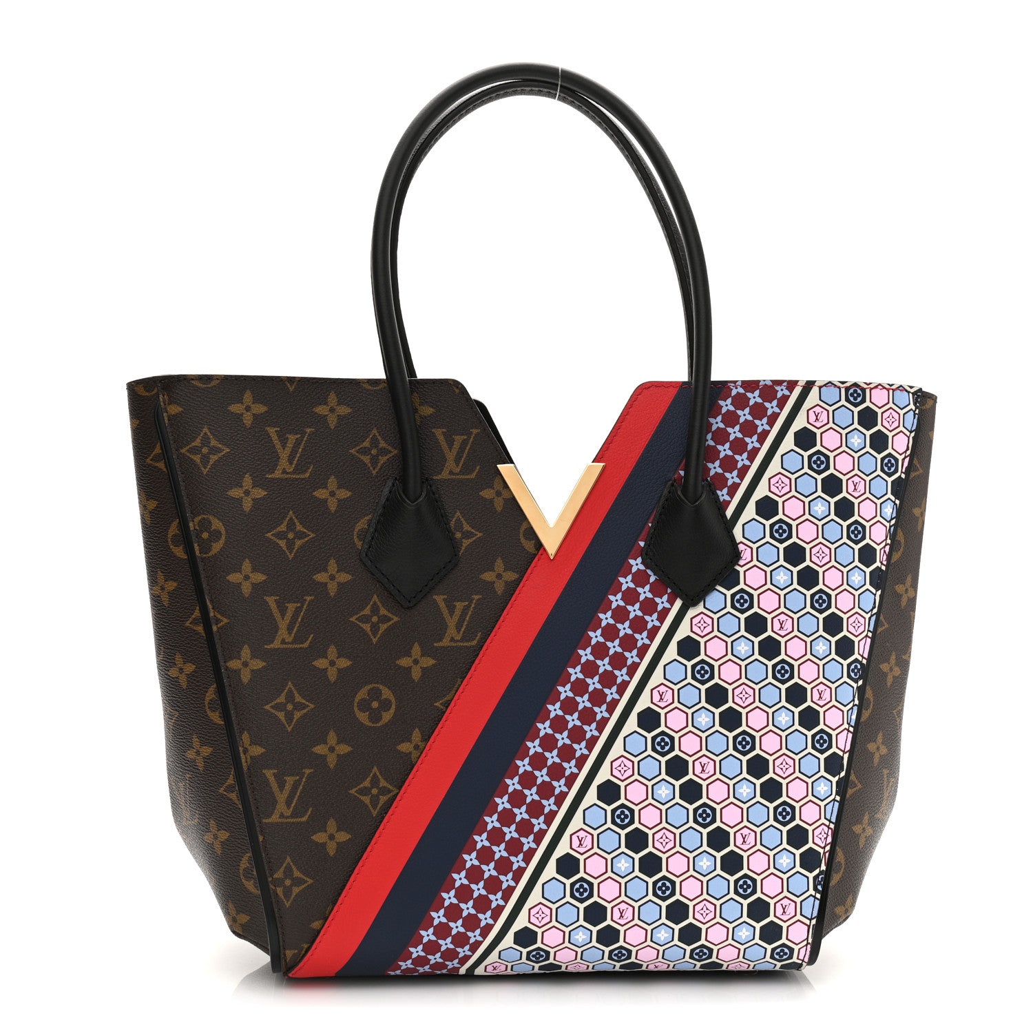 Louis Vuitton Calfskin Monogram Kimono Tote MM Rouge Navy 1 of 11